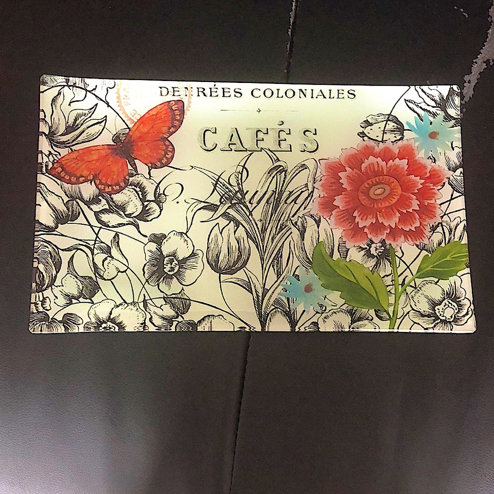 💜Serving platter/decorative platter with butterfly and flowers💜